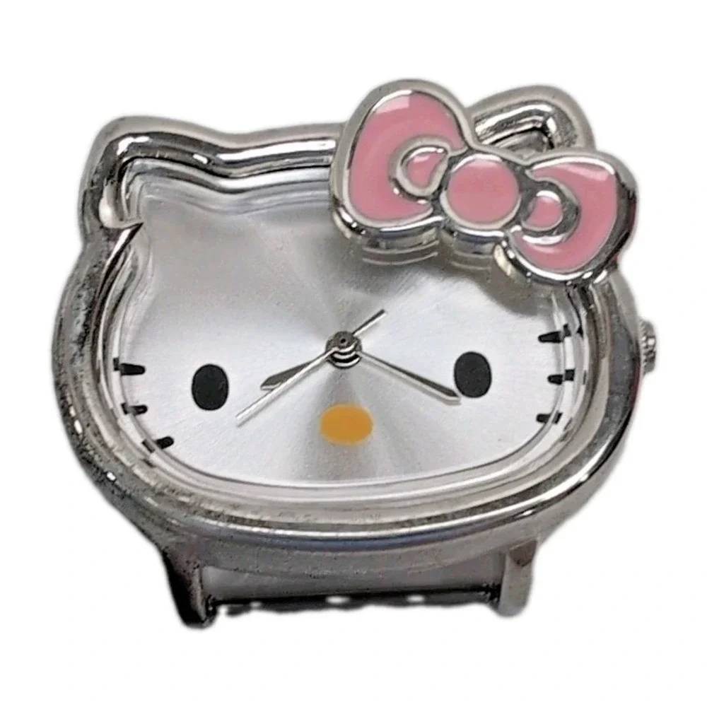 Sanrio Hello Kitty Watch HKAQ5113 Face Shape Pink Bow Interchangeable Bands Box